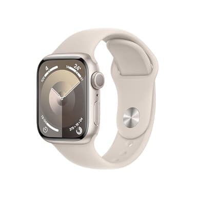 Apple Watch Series 9 [GPS, 41mm] - Boîtier aluminium Starlight avec Bracelet Sport Starlight, M/L (Reconditionné)