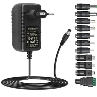 5V Adaptateur Universel DC5V 1A 2A 3A Chargeur d'alimentation avec 11 Prises AC vers DC 5V 3A 2,5A 2A 1,5A 1A Convertisseur onduleur transformateur pour Moniteur bébé routeur WiFi HUB USB TV Box