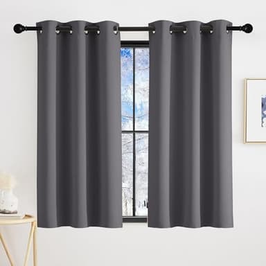 KGORGE Rideau Occultant - Rideau Thermiques Isolant UV, Lot de 2 Rideaux Opaque Draperies Intérieurs Decoration pour Porte Armoires Maison Chambre Fenetre avec Œillets, 90x120cm, Gris