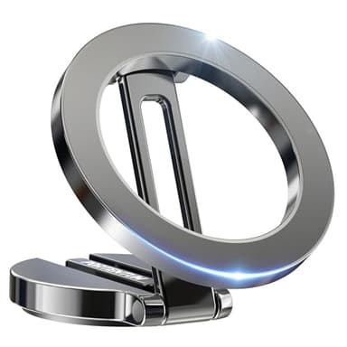 PORTENTUM Support Téléphone Voiture Magsafe Pliable – Fixation par Aimant (20x N52) et Rotation à 360° – pour Tableau de Bord Bureau ou Autres Surfaces - Dark Grey