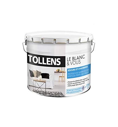Tollens - Peinture Blanche Mat - Spécial Sejours et Chambres -Pour Murs, Plafonds, Boiseries - 10L = 120m2