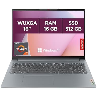 Lenovo IdeaPad Slim 3 16ABR8 - Ordinateur Portable 16'' WUXGA (AMD Ryzen 7 5825U, RAM 16Go, SSD 512Go, AMD Radeon Graphics, Windows 11 Home) Clavier AZERTY Français - Gris
