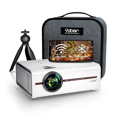 Videoprojecteur Portable Mini Projecteur, YABER V5 Videoprojecteur WiFi Bluetooth 1080P Full HD, 12000 Lumens Retroprojecteur avec Zoom