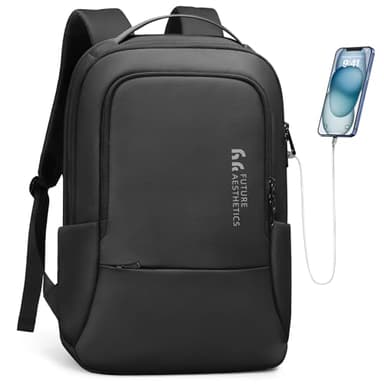 Sac à Dos Homme Sac a Dos pour Ordinateur Portable PC 15,6 pouces avec USB Sac à Dos Élégant Antivol Sacs à Dos Décontractés pour Affaire Université Travail Voyage-Noir