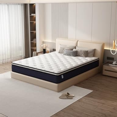 TEENO Matelas à Ressorts ensachés, 25cm d'épaisseur, Matelas à Ressorts ensachés 7 Zones, Trois Faces, Douceur Moyenne, Confort et respirabilité, Anti-bactérien et Anti-acarien (140x190x25cm)