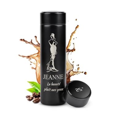 Maverton Mug Isotherme avec gravure - Gourde isotherme 450 ml - Tasse avec afficheur à LED - Cadeau anniversaire femme - Mug à personnaliser - Chic