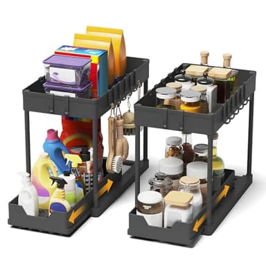 Meltrck - Lot de 2 Rangement sous Évier - Organisateur sous Evier Tiroir Coulissant à Extraction - Rangement Et Organisation De Cuisine