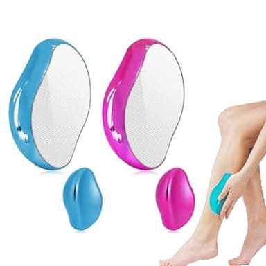 Roysmart Nano Épilateur en Cristal, 2 Pcs Portable Nano Gomme Epilatoire pour Femme Homme, Pierre Depilatoire Nano Hair Eraser Gomme Depilatoire pour Les Jambes, Les Bras et le Dos (Bleu+Rosa)