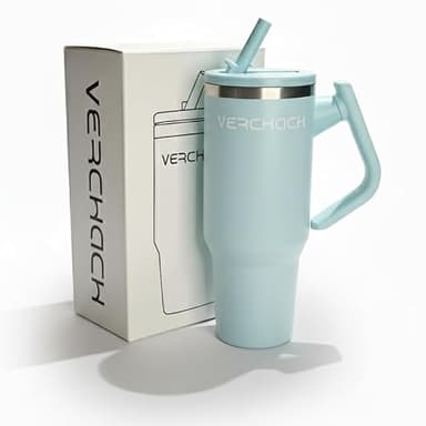 Verchach gourde isotherme 1118ml en acier inoxydable. Gourde avec paille, mug isotherme froid 24h/chaud 12h, couvercle étanche. Une meilleure gourde isotherme sport bureau voyage.