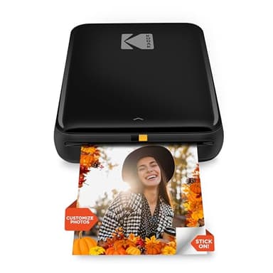 KODAK Step Instant Imprimante photo portable pour smartphone - mini imprimante couleur sans fil - photos adhésives Zink 2x3” - compatible Bluetooth avec iOS et Android - appli d'édition ludique- Noir