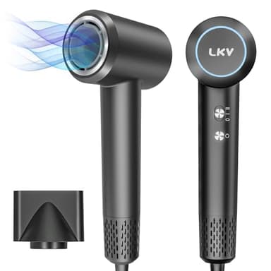 Seche Cheveux Lonique Professionnel 200 Millions d'ions Négatifs, 1500W, Séchage Rapide, Sèche-cheveux Lonique, Flux 68 m/s, léger 340gr,Léger et portable, livré avec une buse d'air