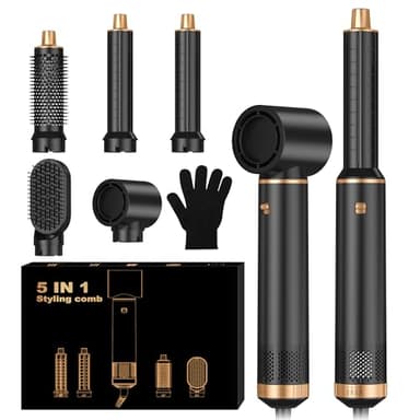 Airbrush 5 en 1 Seche Cheveux 5 en 1, Brosse Soufflante 5 en 1 Avec Seche Cheveux Boucleur, Brosse Souflante, Thermal Brush, Air Styler 5 en 1 Pour Sécher, Boucler, Lisser, Cadeau Noel Femme