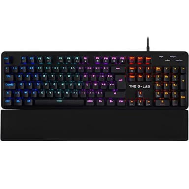 The G-Lab - Keyz Carbon E Clavier Mécanique Gamer Azerty Blue Switches Ultra Précis - 16 Effets de Rétro-Éclairage - Repose-Poignets Magnétique - Compatible PC PS4/PS5 Xbox One/Series X - New