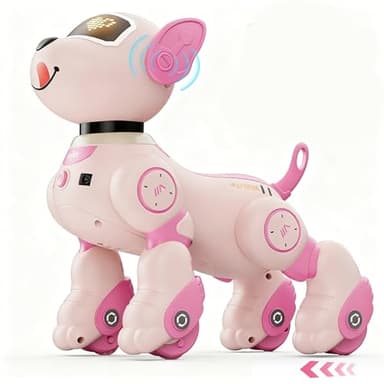 VATOS Robot Chien Enfants Jouet Télécommandé - Voix et Télécommande 2,4 GHz Animal de Compagnie Robot Chien avec 20+ Fonctions, Danse Programmable Musique RC Chien pour Enfants 3-12 Ans