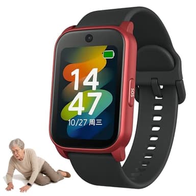 Vexorium Montre Connectée Seniors – GPS Précis, Détection de Chute & SOS 3 s, Rappel Médicaments, Appel Vidéo HD, Autonomie Longue,Rouge