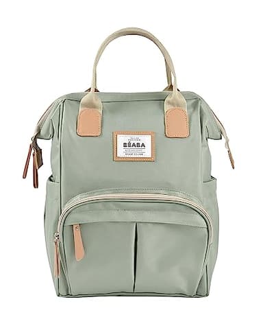 Béaba, Sac à Dos à Langer pour Bébé, Grande capacité de rangement, Multiples poches,Tapis à langer inclus, Grande ouverture, Poches isothermes, Sac Voyage Multifonctionnel, Sac Wellington, Vert sauge