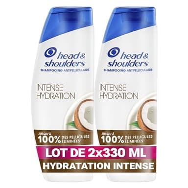 Head & Shoulders Intense Hydration Shampoing Antipelliculaire 2x330ml à l'Huile de Coco; Usage Quotidien; Jusqu'à 100% des Pellicules Éliminées, Cliniquement Prouvé; Tous Types de Cheveux