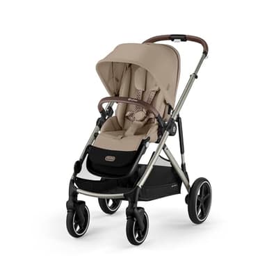 CYBEX Poussette Gold GAZELLE S, De la naissance à environ 4 ans, Max. 22 kg (mode simple) / 2x 22 kg (mode duo), Système tout-en-1 avec 20+ configurations, Beige amande