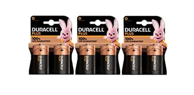 6 piles Duracell D Plus LR20 MN1300 Alcaline (3 ampoules de 2 batteries)