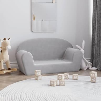 Générique Canapé pour Enfants 2 Places Gris Clair Peluche Douce,Meubles,Mobilier pour bébés & Tout-Petits,Gris,2.3 KG,356987