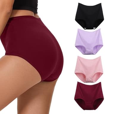 WEASIC Culotte Slip Femme Coton Taille Haute Culottes Coton pour Femme Culottes, Shorties et Strings Invisible lot Culotte Grande Taille sans Couture Microfibre Haute (4 Pack- Multicolore 3, XL)
