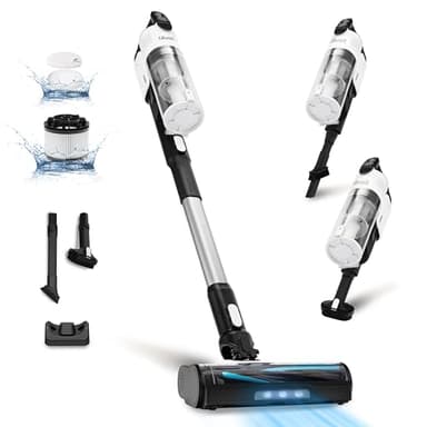 LEVOIT Aspirateur Balai sans Fil 4 en 1 Léger Anti-Enchevêtrement, jusqu'à 50 Mins, 5 Couches Filtre à 99,9%, Lumière LED, pour Les Poils d'animaux, Poussière, Sols Durs, Voitures, Balais Électriques