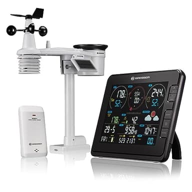 Bresser Station Météo Sans Fil Wifi Avec Capteur Extérieur Pro 7 En 1 De Niveau UV, Vitesse Et Direction Du Vent, Humidité De L’air, Température, Précipitations Et Intensité Lumineuse