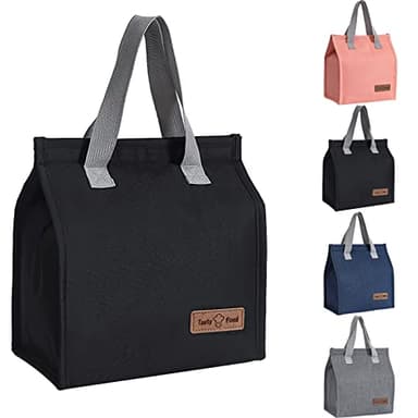 Yikki Sac Isotherme Repas pour Homme Femme Enfant, Réutilisable Lunch Bag Isotherme, étanche Sac Dejeuner pour le Travail Bureau l'école le pique-nique Les Voyages Picnic (Noir)