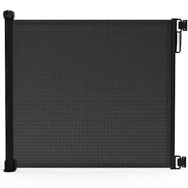 vounot® Barrière de Sécurité Rétractable 0 à 180cm pour Chiens Barrière d’Escalier et de Portes Barrière Relocalisable et Enroulable Noir