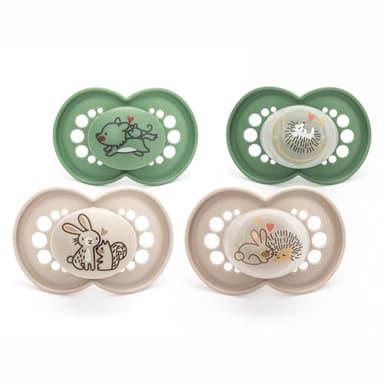 MAM Lot de 4 tétines originales jour et nuit | 6-18 mois | Comprend 2 tétines phosphorescentes | Design orthodontique | Accessoires pour bébé | Unisexe (différents modèles)