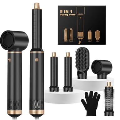 Air Brush 5 en 1, Hair Styler Airbrush 5 en 1 avec Seche Cheveux, Brosse Soufflante, Fer a Boucler, Thermal Brush, Brosse Lissante Seche Cheveux 5 en 1 pour Sécher, Boucler, Lisser