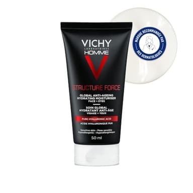 Vichy Homme, Structure Force, Soin Global Anti-Âge, Hydratant, 50 ml