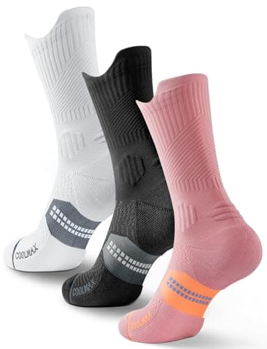 Chaussettes de course à pied à compression en viscose de bambou, évacuant l'humidité, anti-ampoules, pour la randonnée gym (FR/ES, Numérique, 38, 42, Taille normale, Taille normale, Noir+Blanc+Rose)