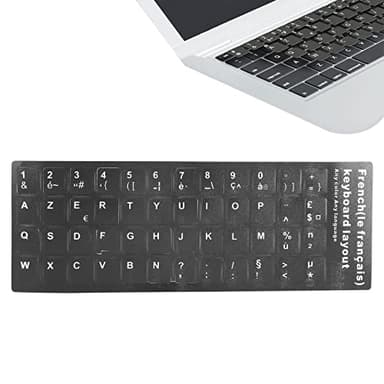Autocollants de Clavier Français, Autocollants de Remplacement de Lettres de Clavier Français Fond Noir avec Lettres Blanches pour Ordinateur de Bureau PC Ordinateur Portable (1PCS)