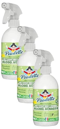 Paulette - Alcool Ménager Citron - Désinfectant Dégraissant Multi-Surfaces Ecocert - Fabriqué en France - 500 ml (Lot de 3)