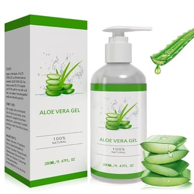 Aloe Vera Gel 100% - 280ml Gel d'Aloé Vera Bio Pur, Naturellement Apaisant, Nourrissant et Hydratant, Hydratation à l'Aloe Vera pour le Visage, les Cheveux et le Corps