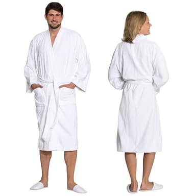 ZOLLNER Peignoir de bain en blanc - doux pour la peau et super absorbant - pour femmes et hommes - coton - taille 6XL - lavable à 95°C - qualité hôtel - certifié Oeko Tex®