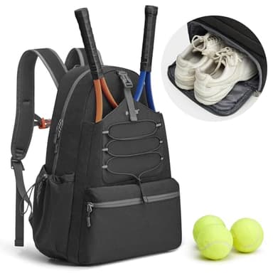 G4Free Sac de Tennis, Sac à Dos de Tennis pour Homme et Femme, Grand Sac de Pickleball, Peut contenir 4 Raquettes avec Compartiment à Chaussures