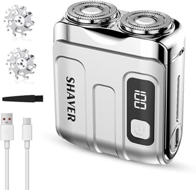 Mini Rasoir Électrique Homme, Rasoir Magnétique Électrique de Voyage, Écran LCD USB Rechargeable Rasoir de Poche Portable pour Maison, Bureau, Affaires