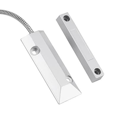 Zerodis Détecteur de Capteur de Contact Magnétique Alarme pour Porte Fenêtre en Métal Detecteur D'ouverture de Porte Système D'alarme de Sécurité avec Câble Kit de Sécurité de Garage Domestique