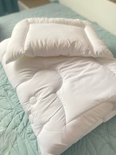 Merino Wool Lit pour Junior Couette et Oreiller - Couette Enfant synthétique de 120 x 150 cm Microfibres Qualite supérieure. Santé 4 Saisons - Set Enfant - 120 x 150 cm / 40 x 60 cm