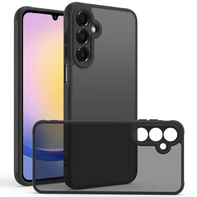 Amzpas Coque Mat pour Samsung Galaxy A25 5G, Toucher Doux et Soyeux, Étui Housse de Téléphone Antichoc Givrée Translucide - Noir