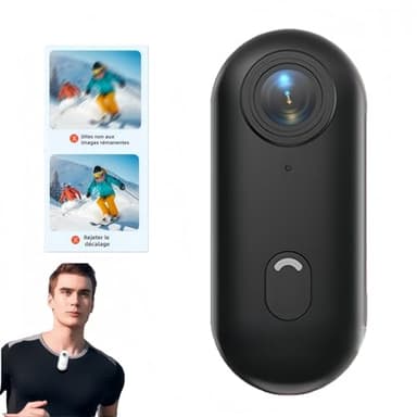 AAFGVC Skypro - Caméra POV, Mini caméra d'action, Ensemble d'accessoires multifonctionnels adapté à la Photographie de Voyage/d'animaux/de Sport (Noir,4K [Basic Pack])