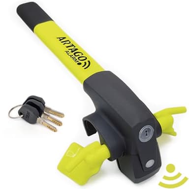 ARTAGO 870 Antivol Voiture Haut de Gamme, Canne Antivol Voiture 2en1 | Alarme Intelligente, 120dB, LED Nuit, Warning Dissuasif | Bloque Volant Plus Sûr Autour d'un Rayon, Meilleure Barre Bloc Auto SUV