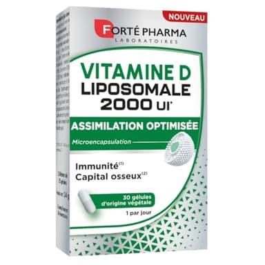 Forté Pharma – Vitamine D Liposomale 2000 UI | Complément Alimentaire Défenses immunitaires & Santé osseuse - Assimilation optimale - Gélules végétales - Dès 12 ans | 30 gélules, 1/jour