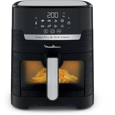 Moulinex Friteuse sans huile + Gril, Fenêtre amovible, Capacité XL 4,6 L, Jusqu'à 6 personnes, Air Fryer, Écran tactile, 8 programmes automatiques, Easy Fry & Grill Vision, EZ506820