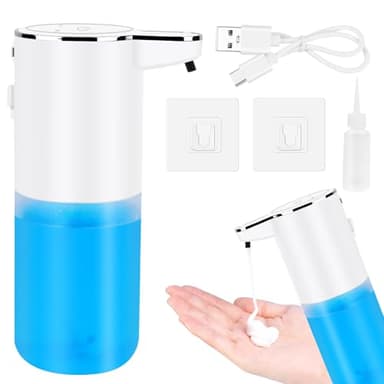 Distributeur de savon électrique 380 ml - Fixation murale automatique - Rechargeable par USB - Avec capteur - Plastique ABS - IPX5 - Pour salle de bain, cuisine