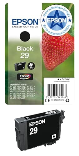 Epson 29 Fraise Noir, Cartouche d'encre d'origine, XP-235 XP-243 XP-245 XP-247 XP-255 XP-257 XP-332 XP-335 XP-342 XP-345 XP-352 XP-355 XP-432 XP-435 XP-442 XP-445 XP-452 XP-455