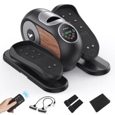MERACH Elliptique de Bureau pour Maison, Mini Vélo Elliptique ÉLectrique, Télécommande, Écran, Tapis Antidérapant, 12 Vitesses, Silencieux et Portable, Exerciseur de Pédales pour Seniors et Adultes