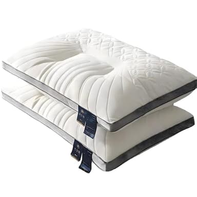 Yokqexz Lot De 2 Oreillers en Latex for Adultes - Oreiller De Soutien Cervical Ergonomique, Oreiller Lit Respirant Et Rafraîchissant for Le Sommeil Et Le Soulagement De La Pression